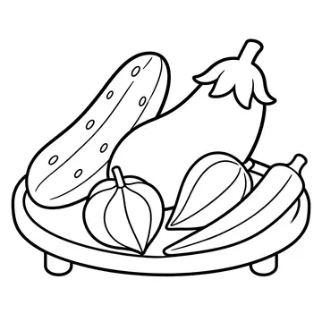 野菜のお供えのぬりえ