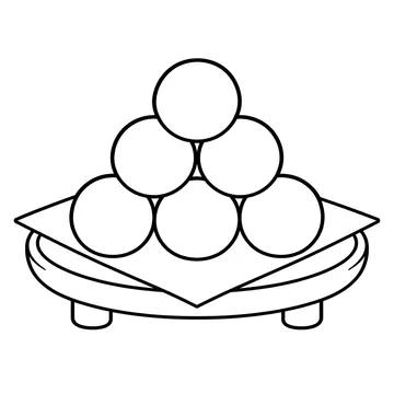 団子のお供えのぬりえ