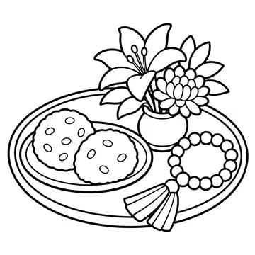 お彼岸のお供えのぬりえ