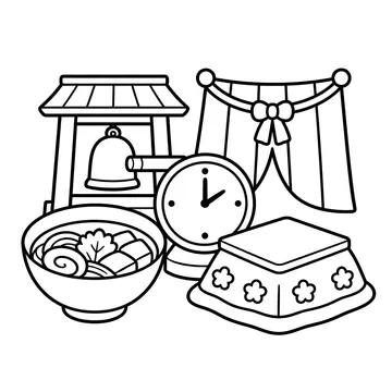 大晦日セットのぬりえ