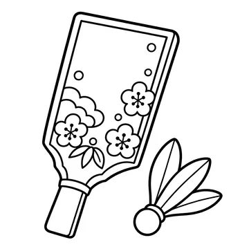 羽根つきセットのぬりえ