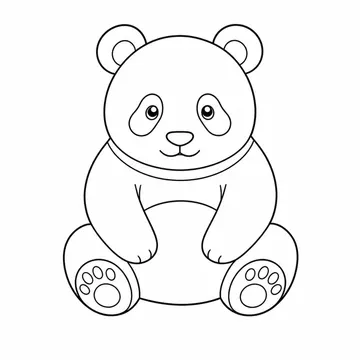正面を向いて座るパンダのぬりえ