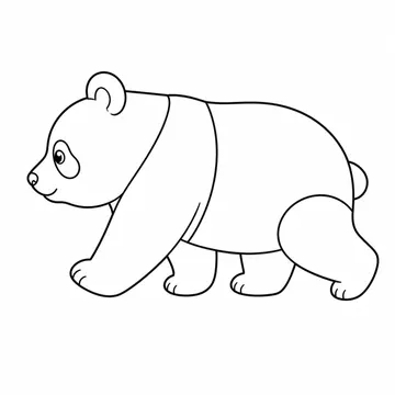 横向きで歩くパンダのぬりえ