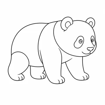 斜め向きで立つパンダのぬりえ