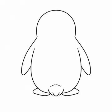 背中が見えるペンギンの後ろ姿のぬりえ