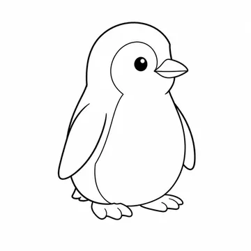 斜め向きで立つペンギンのぬりえ