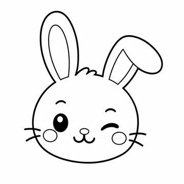ウインクするうさぎのぬりえ