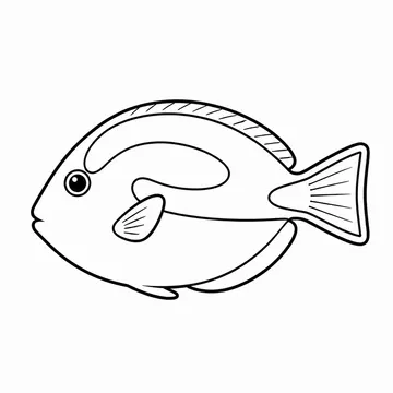 青い丸い魚のぬりえ