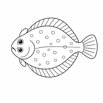 ひらめ風の魚のぬりえ
