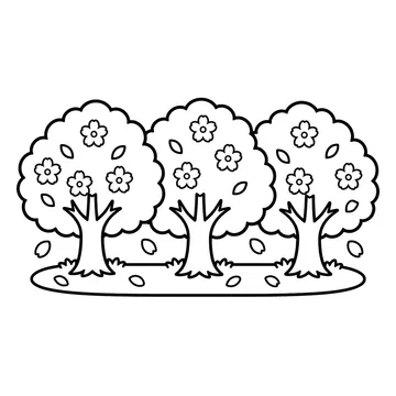 桜並木のぬりえ