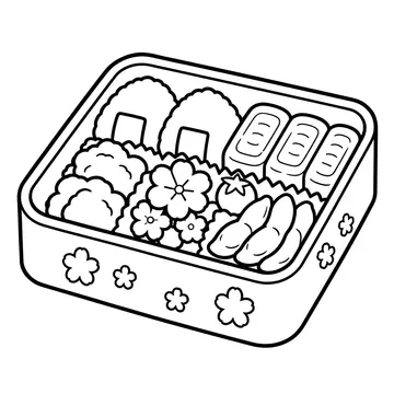 お花見弁当のぬりえ