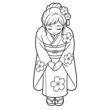 おじぎする成人のぬりえ