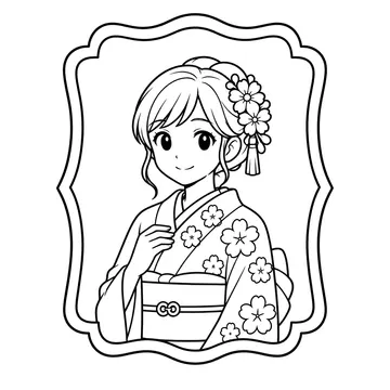記念写真の成人のぬりえ