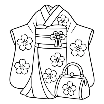 振袖一式のぬりえ