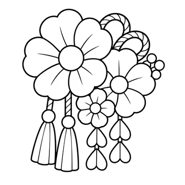 花の髪飾りのぬりえ