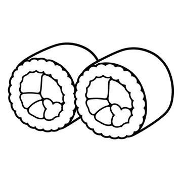 切った恵方巻のぬりえ