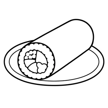 皿の恵方巻のぬりえ