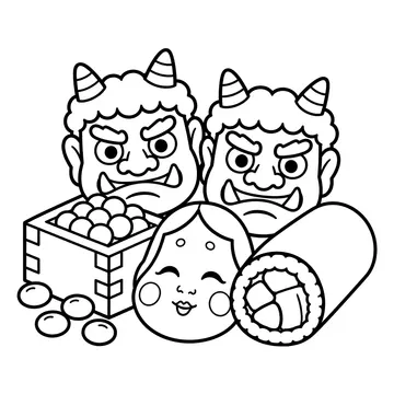 節分セットのぬりえ