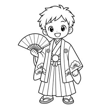 袴の男の子のぬりえ