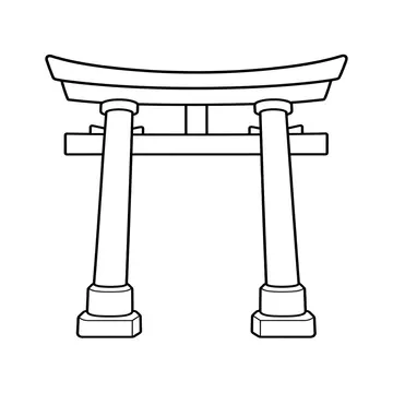 赤い鳥居のぬりえ