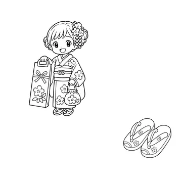 七五三セットのぬりえ