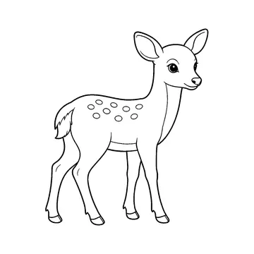 斜め向きで立つシカのぬりえ