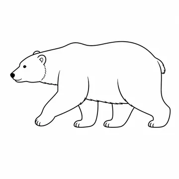 横向きで歩くしろくまのぬりえ