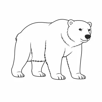 斜め向きで立つしろくまのぬりえ