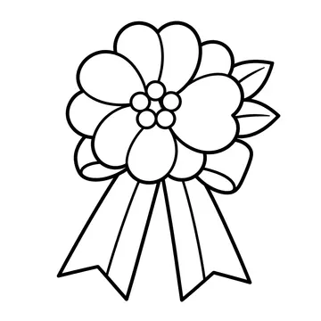 卒業式の胸花のぬりえ