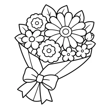 卒業式の花束のぬりえ