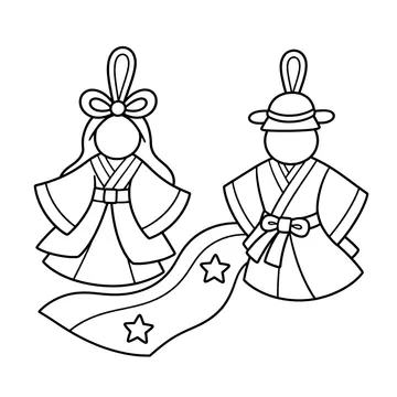 織姫と彦星の紙飾りのぬりえ
