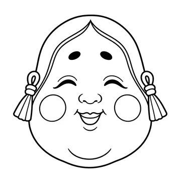 おかめ面のぬりえ