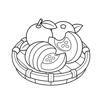 ゆずとかぼちゃのかごのぬりえ