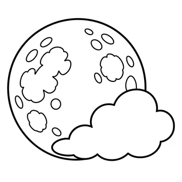 雲と月のぬりえ