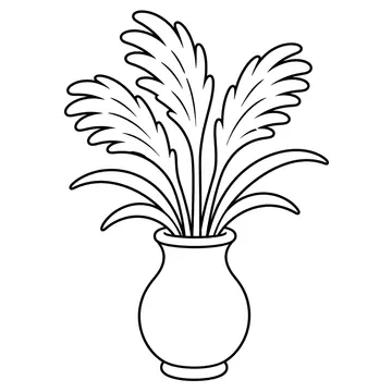 花瓶に入ったすすきのぬりえ