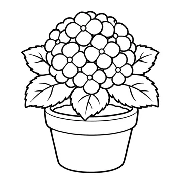 鉢植えあじさいのぬりえ