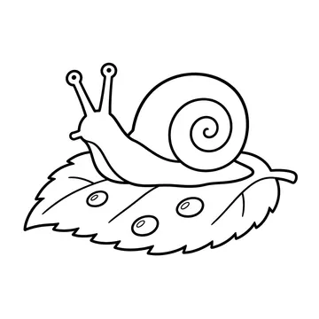 葉の上のカタツムリのぬりえ