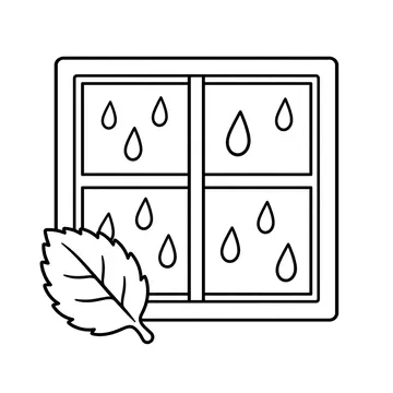 雨の窓のぬりえ