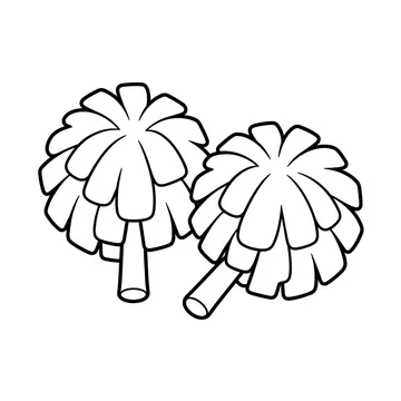 応援ポンポンのぬりえ