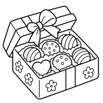 白いチョコ箱のぬりえ
