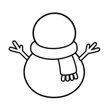 小さな雪だるまのぬりえ