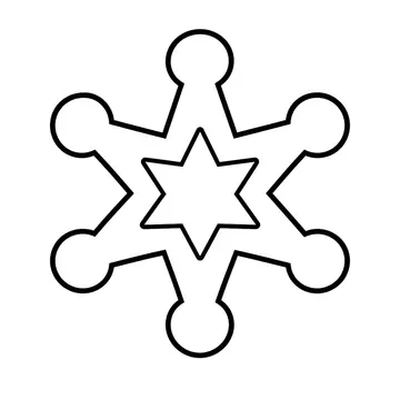 星形の雪の結晶のぬりえ