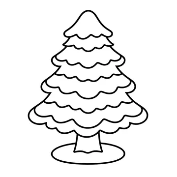 雪をかぶった木のぬりえ