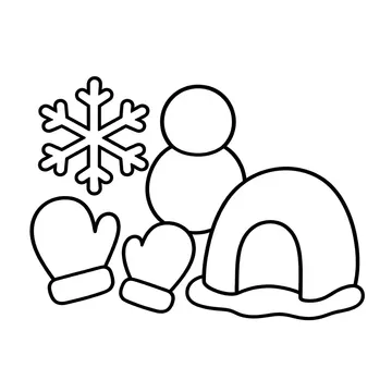 冬の素材セットのぬりえ