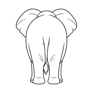 大きな耳が見えるぞうの後ろ姿のぬりえ