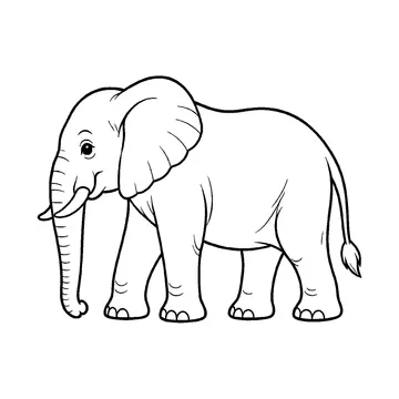 斜め向きで立つぞうのぬりえ