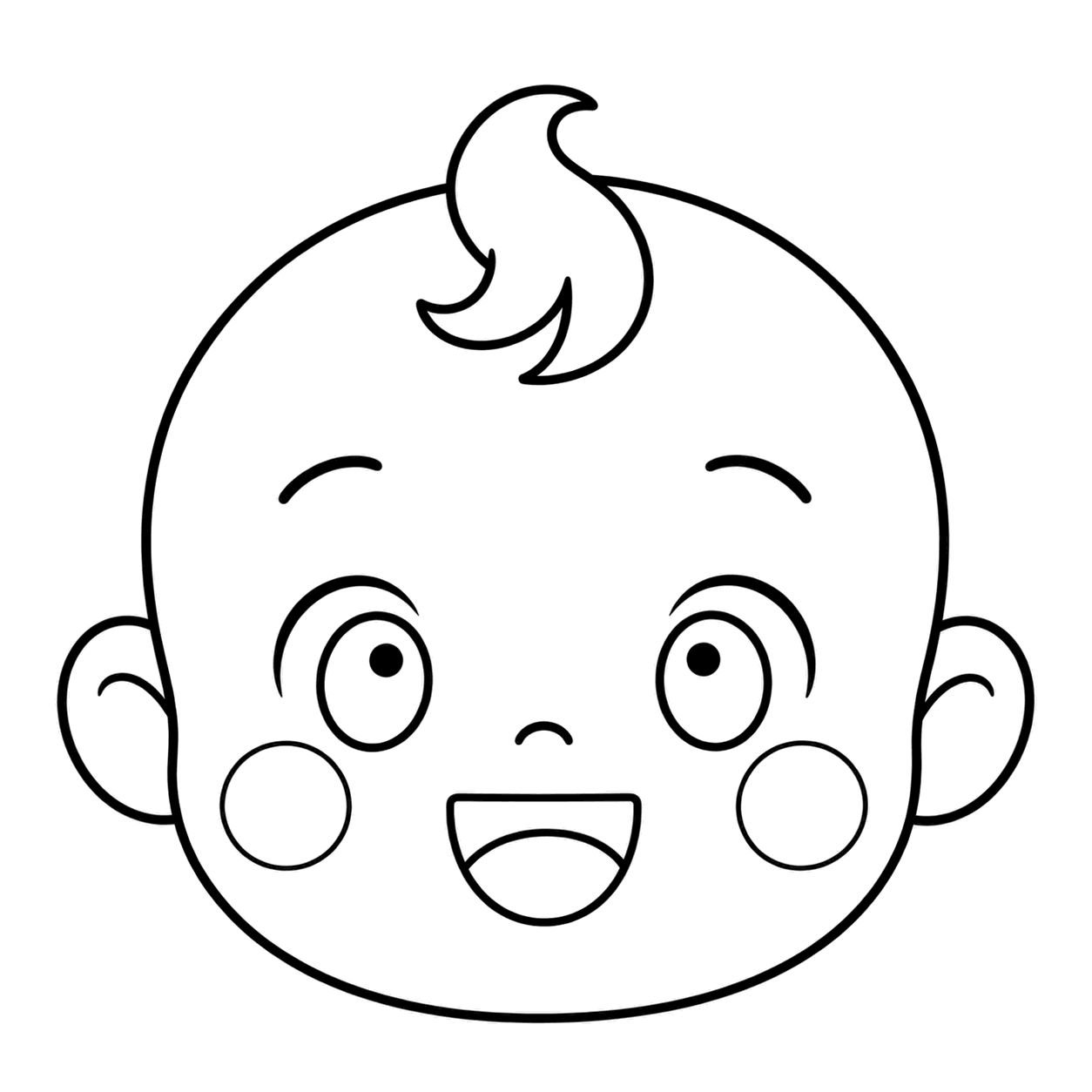赤ちゃんの顔のぬりえ用線画（赤ちゃん・子育てアイコン24個セット）