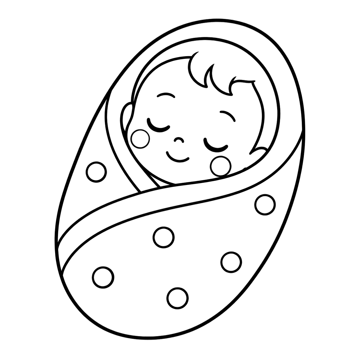 おくるみの赤ちゃんのぬりえ用線画