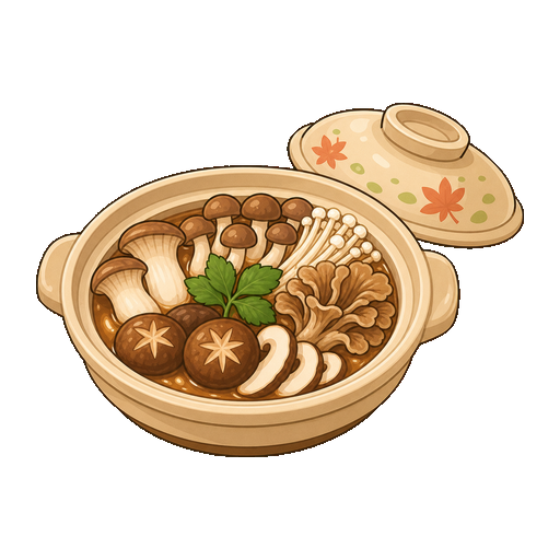 秋のきのこが入った土鍋のアイコン