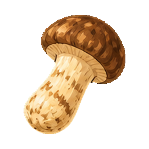 太い軸と茶色い傘がある松茸のアイコン